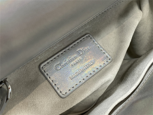 cd small lady di.or my abcD*or bag cannage lambskin iridescent metallic silver tone