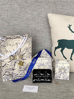 cd voyageur small coin purse S*pple cannage patent calfskin black s0985