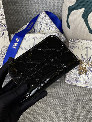 cd voyageur small coin purse S*pple cannage patent calfskin black s0985