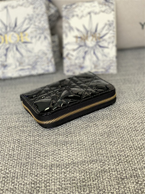 cd voyageur small coin purse S*pple cannage patent calfskin black s0985