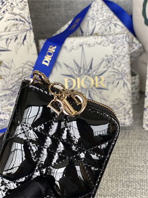 cd voyageur small coin purse S*pple cannage patent calfskin black s0985