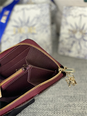 cd voyageur small coin purse S*pple cannage patent calfskin burgundy s0985