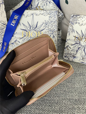 cd voyageur small coin purse S*pple cannage patent calfskin nude pink s0985