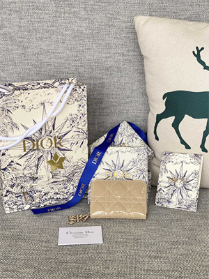 cd voyageur small coin purse S*pple cannage patent calfskin beige s0985