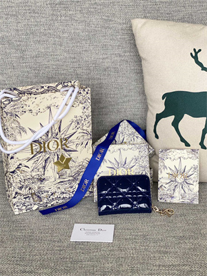 cd voyageur small coin purse S*pple cannage patent calfskin navy s0985