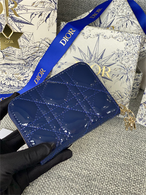 cd voyageur small coin purse S*pple cannage patent calfskin navy s0985