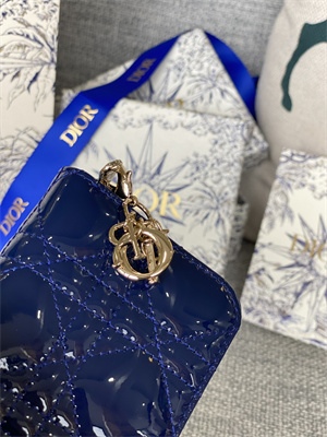 cd voyageur small coin purse S*pple cannage patent calfskin navy s0985