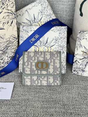 cd 30 montaigne trifold wallet gray D*or oblique jacquard