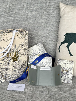 cd 30 montaigne trifold wallet gray D*or oblique jacquard