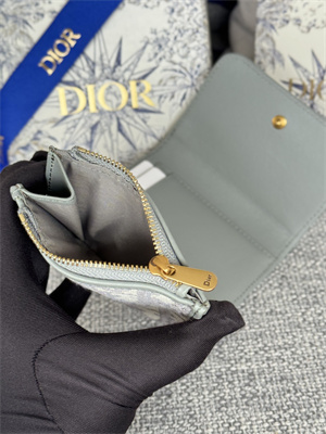 cd 30 montaigne trifold wallet gray D*or oblique jacquard
