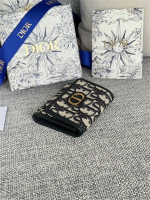 cd 30 montaigne trifold wallet blue D*or oblique jacquard