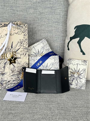 cd 30 montaigne trifold wallet blue D*or oblique jacquard