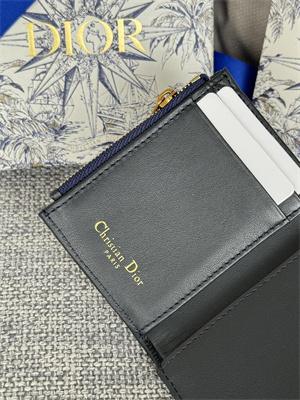 cd 30 montaigne trifold wallet blue D*or oblique jacquard