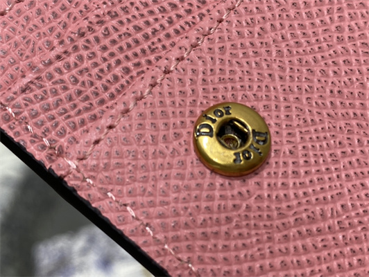 CD Saddle Card Holder Grained Calfskin Pink