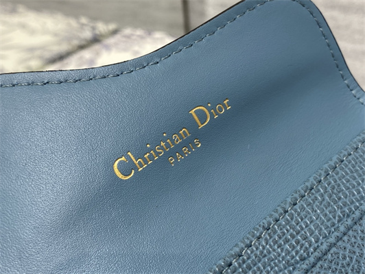 CD Saddle Card Holder Grained Calfskin Blue