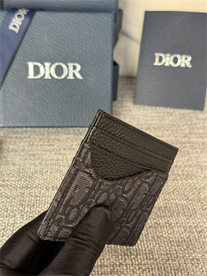 cd saddle card holder black grained calfskin and black D*or oblique jacquard