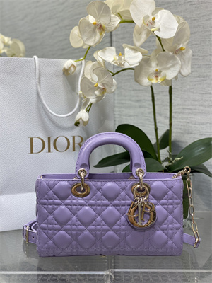 CD Medium Lady D-Joy Bag Cannage Lambskin Gold Tone Metal Lt Purple