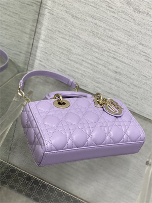 CD Small Lady D-Joy Bag Cannage Lambskin Gold Tone Metal Lt Purple
