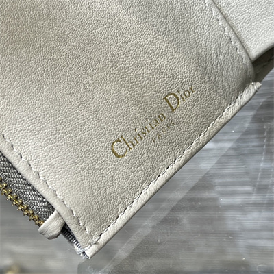 cd saddle lotus wallet gray D*or oblique jacquard