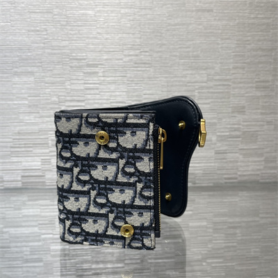 cd saddle lotus wallet blue D*or oblique jacquard