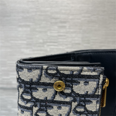 cd saddle lotus wallet blue D*or oblique jacquard