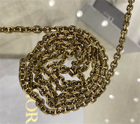 CD Long Saddle Wallet With Chain Blue Oblique Jacquard