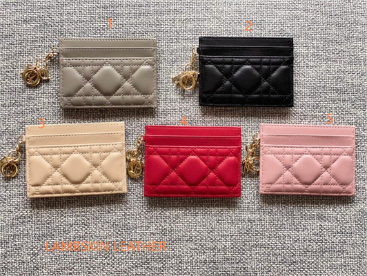 cd lady D*or freesia card holder cannage lambskin /patent calfskin