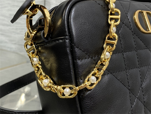 cd small D*or caro top handle camera bag macrocannage calfskin black