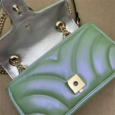G*u*i gg marmont small shoulder bag lt green iridescent 446744