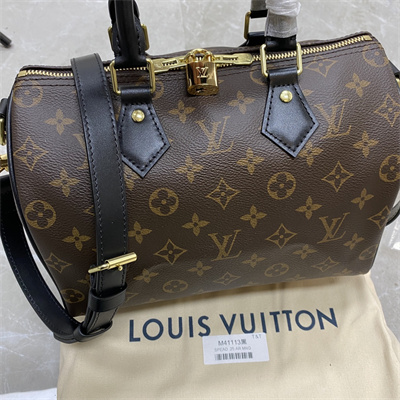 L.V Speedy Bandoulière 25 Monogram Canvas Black Strap M41113