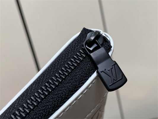 L.V Pochette To-Go Monogram Shadow Calfskin Leather White/Navy Blue