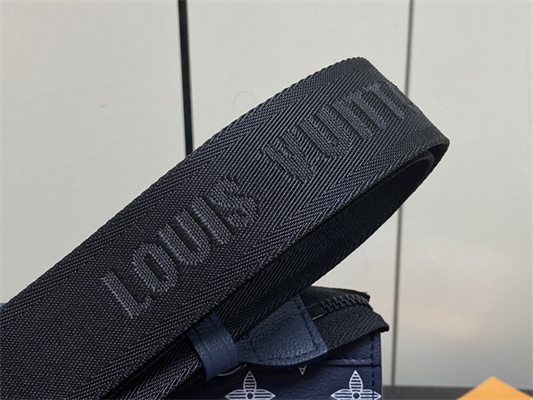 L.V Gaston Wearable Wallet Monogram Shadow Calfskin Leather Ink Blue/White