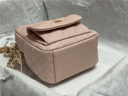 Cha.nel Mini Backpack Grained Calfskin Gold-Tone Metal Pink AP3753