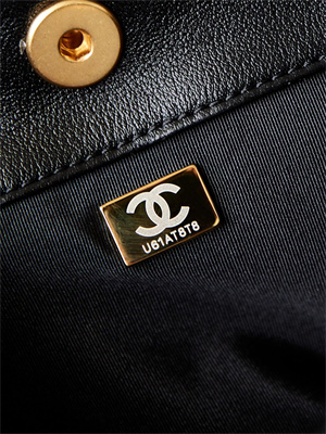 Ch*el hobo handbag shiny calfskin gold tone metal black as4743