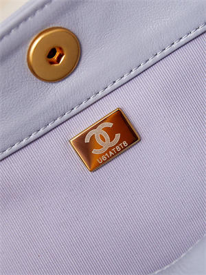 Ch*el hobo handbag shiny calfskin gold tone metal blue as4743