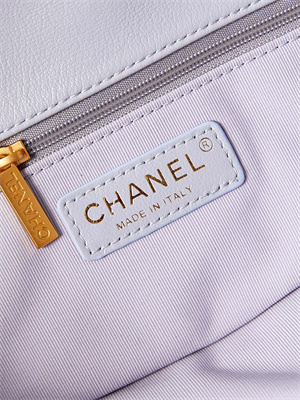 Ch*el large hobo handbag shiny calfskin gold tone metal blue as4668