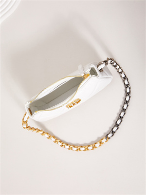 Ch*el 19 clutch with chain shiny lambskin, gold-tone, silver-tone & ruthenium-finish metal white ap3763