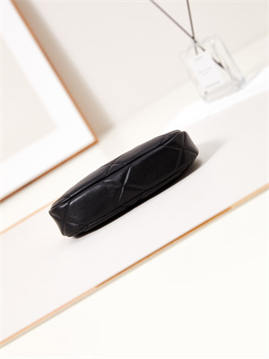 Ch*el 19 clutch with chain shiny lambskin, gold-tone, silver-tone & ruthenium-finish metal black ap3763