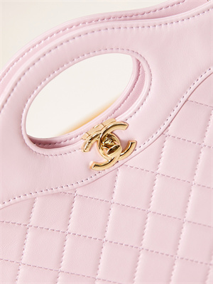 Ch*el 31 mini shopping bag lambskin & gold-tone metal pink as4133