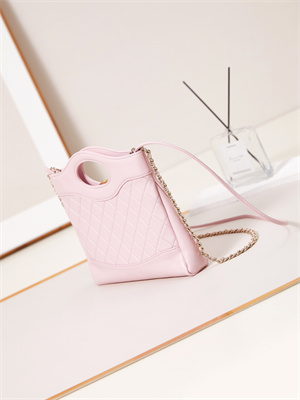 Ch*el 31 mini shopping bag lambskin & gold-tone metal pink as4133