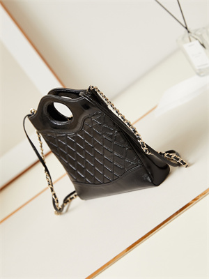 Ch*el 31 mini shopping bag lambskin & gold-tone metal black as4133