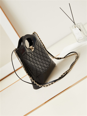 Ch*el 31 mini shopping bag lambskin & gold-tone metal black as4133