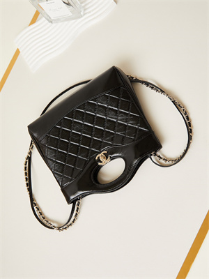 Ch*el 31 mini shopping bag lambskin & gold-tone metal black as4133