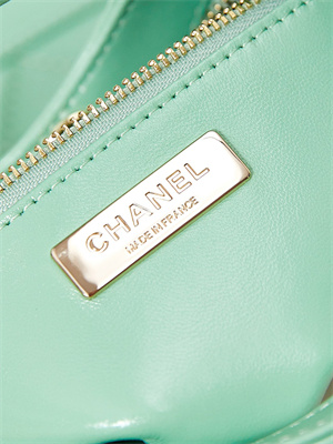 Ch*el 31 mini shopping bag lambskin & gold-tone metal green as4133