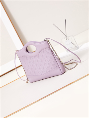 Ch*el 31 mini shopping bag lambskin & gold-tone metal brown as4133