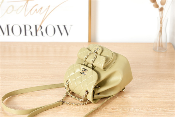 Cha.nel Duma Backpack Lambskin Gold Tone Metal Yellow AS2908