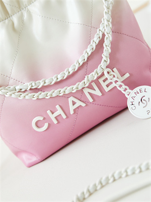 Cha.nel 22 Mini Handbag Shiny Calfskin Gradient White/Pink AS3980
