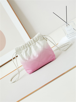 Cha.nel 22 Mini Handbag Shiny Calfskin Gradient White/Pink AS3980