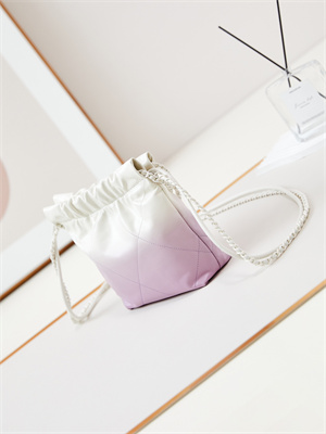 Cha.nel 22 Mini Handbag Shiny Calfskin Gradient White/Purple AS3980