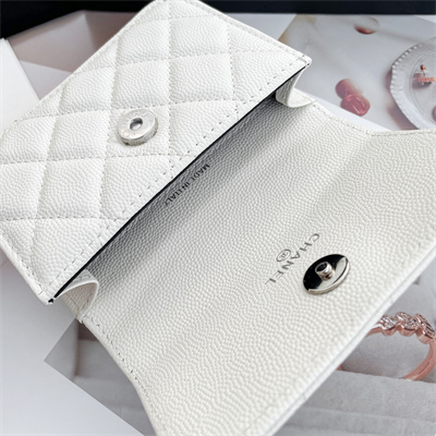 Ch*el belt bag grained calfskin black tone metal white a81088